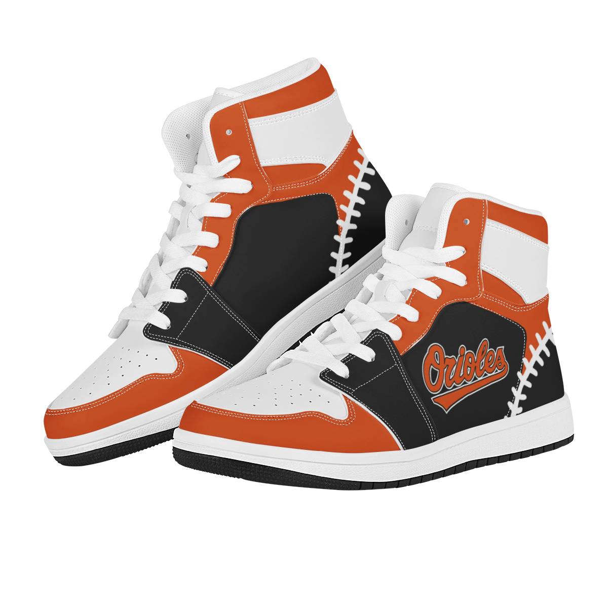 Men's Baltimore Orioles High Top Leather AJ1 Sneakers 003
